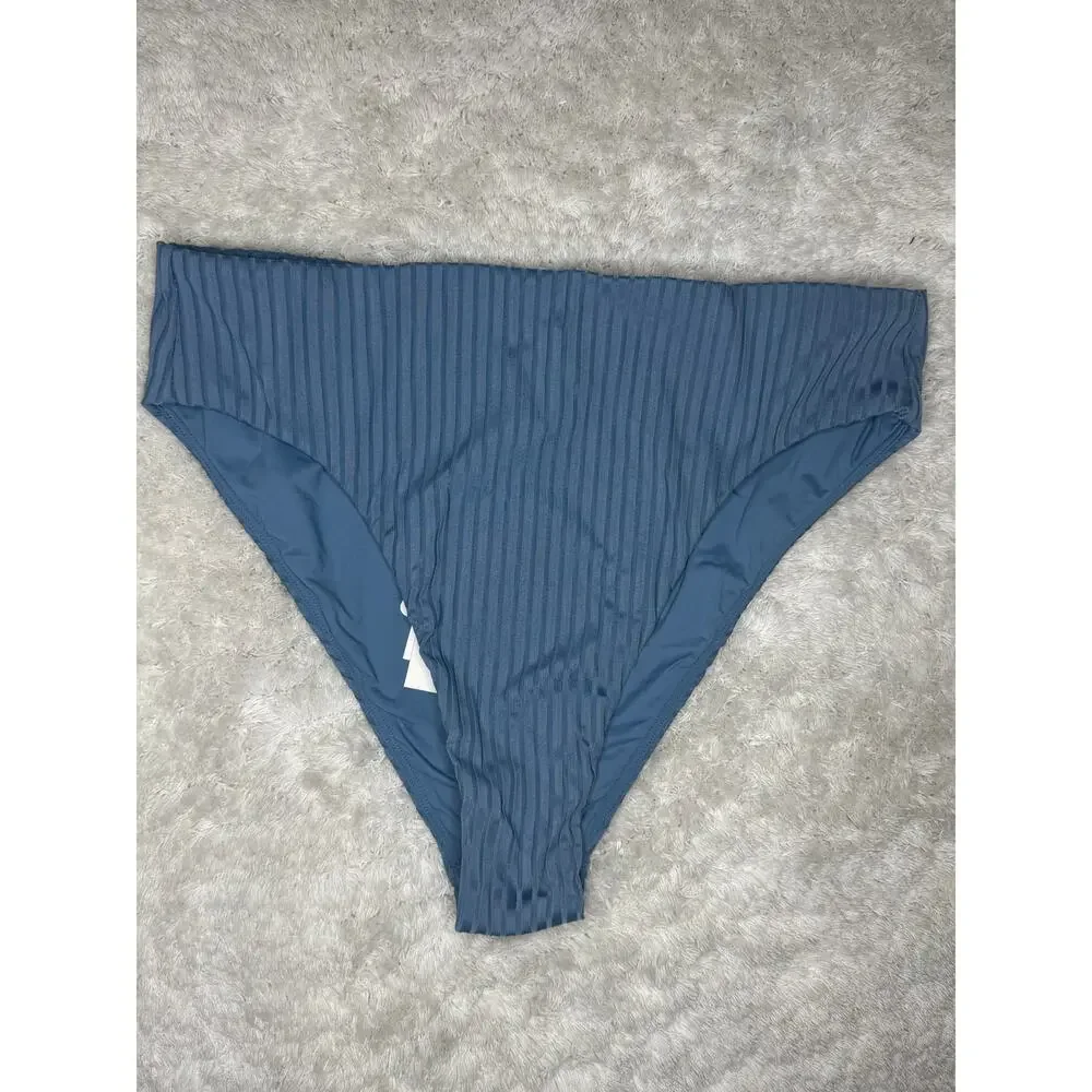 NWT L*Space Savannah Ribbed High Waist Bikini Bottom Baltic L